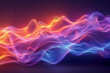 Vibrant Abstract Energy Flow Background with Dynamic Neon Colored Waves and Smooth Light Curves