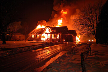 Distant View of Blaze: House Aflame