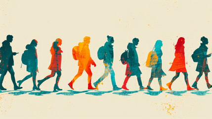 Obraz premium Cityscape Silhouettes: Vibrant Poster Design