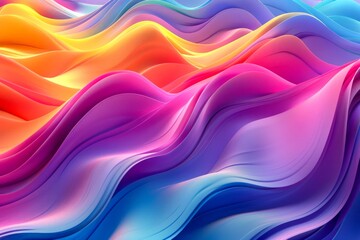 Vibrant Abstract Silk Waves in Rainbow Colors, Artistic Colorful Background for Creative Designs