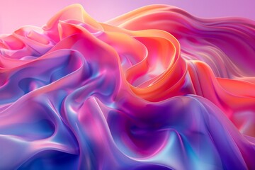 Vibrant Neon Colored Abstract Liquid Waves Texture Background with Smooth Silk Patterns in Pink and Blue Tones - obrazy, fototapety, plakaty