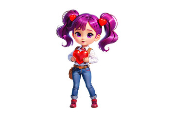 Little Girl with Shiny Purple Hair (PNG 10800x7200)