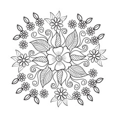 Oriental, floral, motif, drawing, circle, flower, henna, vector mandala pattern for free download