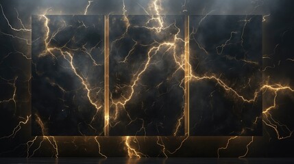 Collection lightning on the black background. AI - obrazy, fototapety, plakaty