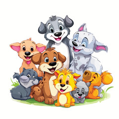 Animal Friends Laughing Clipart