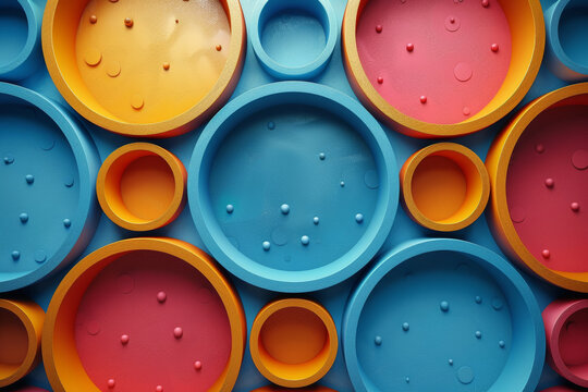 Colorful abstract geometric 3D rendering of circles and spheres