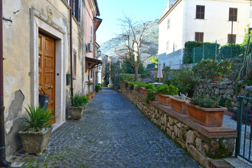Fototapeta na wymiar A street in San Giovanni Incarico, a medieval village in Lazio, Italy.