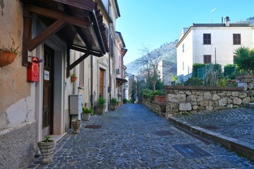 A street in San Giovanni Incarico, a medieval village in Lazio, Italy.