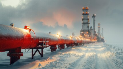Pipe of gas from Russia to European Union, Valve on the main gas pipeline Russia, Sanctions concept. AI - obrazy, fototapety, plakaty