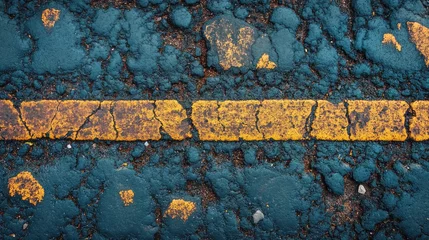 Poster Road markings on asphalt, road surface marking. AI © Karen