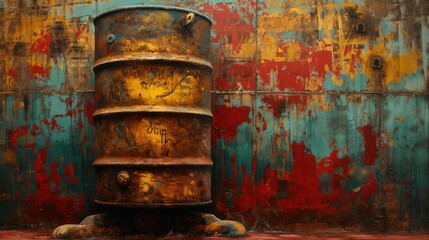 Russian oil, oil barrel background, Russia flag on barrel, sanctions on Russian oil. AI - obrazy, fototapety, plakaty