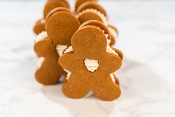 Handcrafted Gingerbread Cookie Sandwiches with Eggnog Buttercream