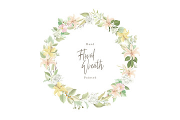 green and yellow floral wreath illustration