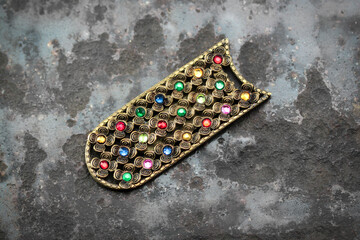 Antique 1920s Art Deco Czech Bohemian Filigree Ornate Brooch Dress Clip, Multicolor Crystal Rhinestones, Unique Jewelry Jewellery