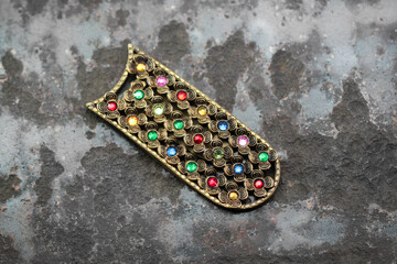 Antique 1920s Art Deco Czech Bohemian Filigree Ornate Brooch Dress Clip, Multicolor Crystal Rhinestones, Unique Jewelry Jewellery