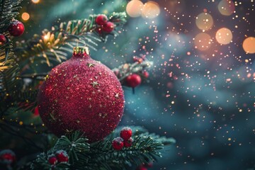 Obraz premium Merry Christmas background. Vector illustration with Christmas elements