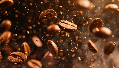 Foto op Plexiglas Coffee beans on a black background © paul