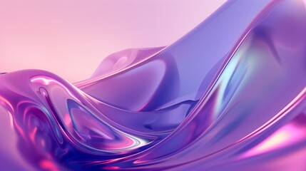 Abstract shapes in a purple and blue gradient, fluid glasslike forms on a pink background, glossy finish, high resolution, detailed textures, soft lighting, elegant composition, closeup view. Generate