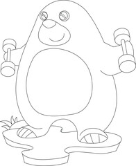 Mole Strength training Dumbbells Sports Animal Vector Graphic Art Illustration