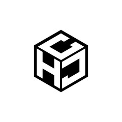 HJC letter logo design with white background in illustrator, cube logo, vector logo, modern alphabet font overlap style. calligraphy designs for logo, Poster, Invitation, etc.