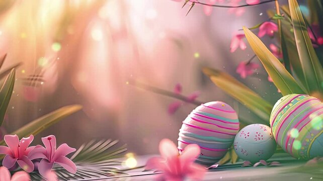 Happy International Easter Sunday Moving Background. Copy Space for Text