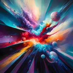 Cosmic Nebula-Like Color Waves Abstract Background, Generative AI	