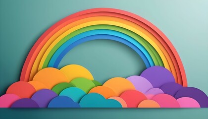 Free vector realistic colorful rainbow colours in papercut style