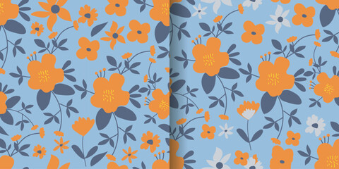 vector organic flat pressed flowers pattern