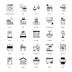 Set of home and Linving icons such as ome, Living, Interior Design, Furniture, Decor, Home Improvement, Renovation,  vector illustration