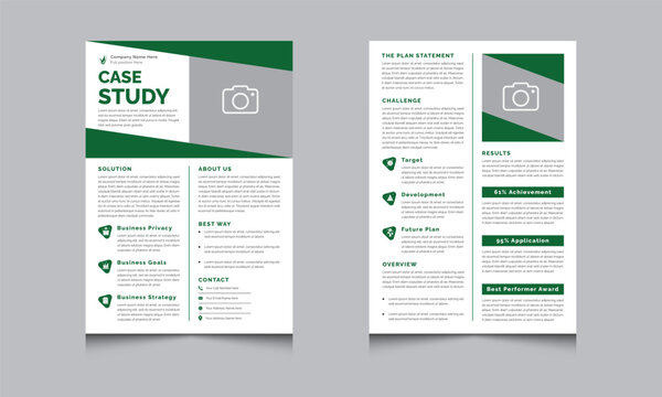 Case Study Design Layout With Green Template Accents