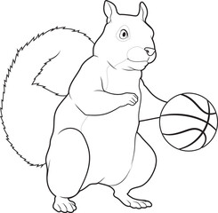 Squirrel Basketball player Basketball Sports Animal Vector Graphic Art Illustration