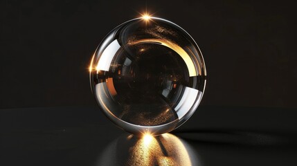 Shining orb, on isolated black background Generative AI