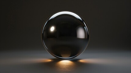 Shining orb, on isolated black background Generative AI