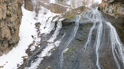 Jermuk Waterfall, Vayots Dzor province, Armenia, with drone