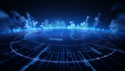 Fototapeta premium Modern hi-tech background. Blue futuristic background. Digital concept background.