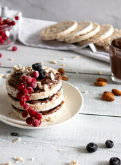 Rice cakes, healthy food.
on a wooden background. Breakfast
