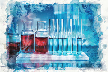 Various test tubes filled with colorful liquids, showcasing scientific experiments in a laboratory setting