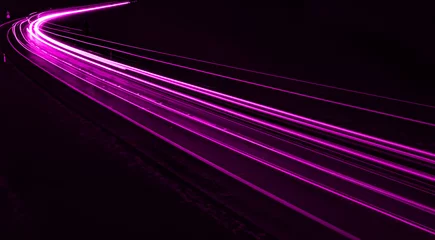 Papier Peint photo Autoroute dans la nuit violet car lights at night. long exposure