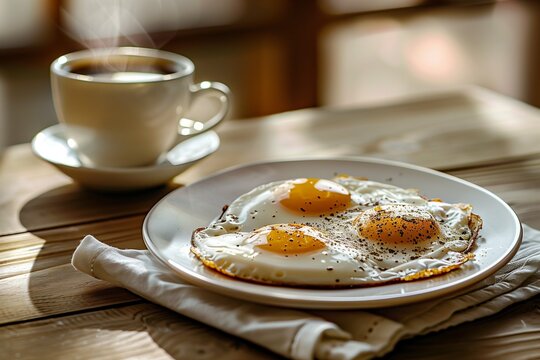 hot coffee and eggs breakfast
