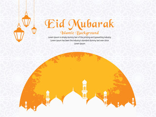 Eid mubarak islamic festival water splash greeting card banner design background