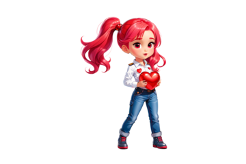 Little Girl with Shiny Pink Hair (PNG 10800x7200)