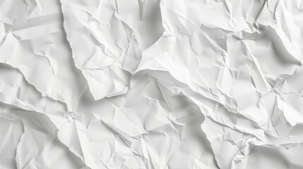 Fototapeta premium A sheet of white paper with crumpled edges. A photograph of white paper with crumpled edges and creases, showcasing the texture and details on sheet. Generated by artificial intelligence.