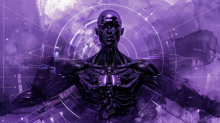 Transhumanist Augments: Melding Man and Machine and conceptual metaphors of Melding Man and Machine - obrazy, fototapety, plakaty
