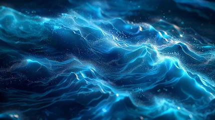 Rolgordijnen Reactive Bioluminescent Tides: Living Waves of Light and conceptual metaphors of Living Waves of Light © MoriMori