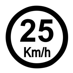 Speed limit sign 25 km h icon vector illustration - obrazy, fototapety, plakaty