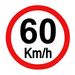 Speed limit sign 60 km h icon vector illustration