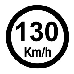 Speed limit sign 130 km h icon vector illustration