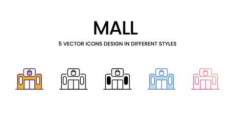 Mall  icons set in different style vector stock illustration