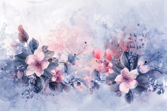 Elegant winter flower watercolor wallpaper design.
