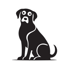 Sitting Dog Silhouette Vector Illustration White Background